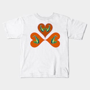 Angelfish | Three hearts in red for a fish in motion | White background | Kids T-Shirt